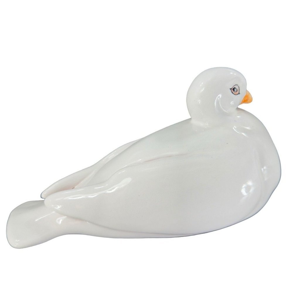 Vintage‎ Italian Art Pottery Ruffled Fluffy Dove Large Hand Painted Pigeon Bird